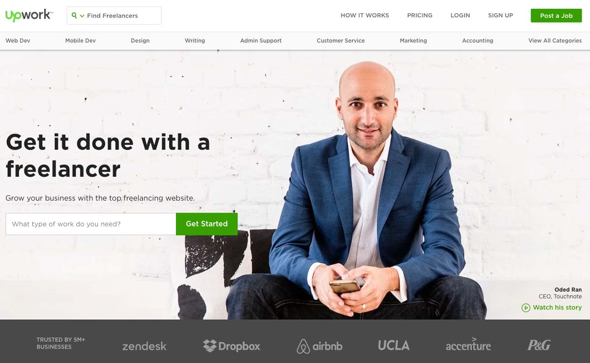 Beispiel Landing Page Upwork